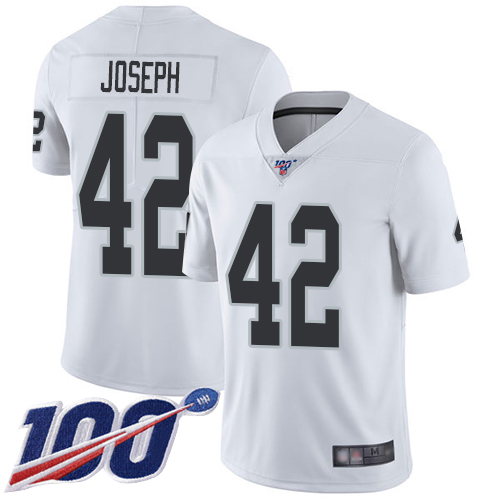 Men Oakland Raiders Limited White Karl Joseph Road Jersey NFL Football #42 100th Season Vapor Jersey